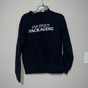 Black UW Stout Packaging Crewneck Sweater medium